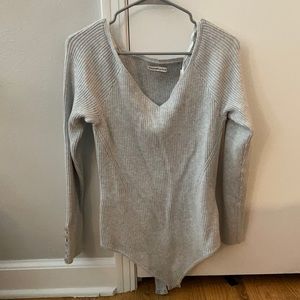 Off the should grey bodysuit